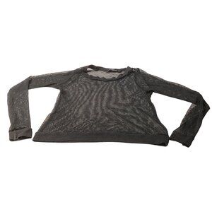 Foreign Exchange: Black Sheer Long Sleeved Mesh Top, Size Medium